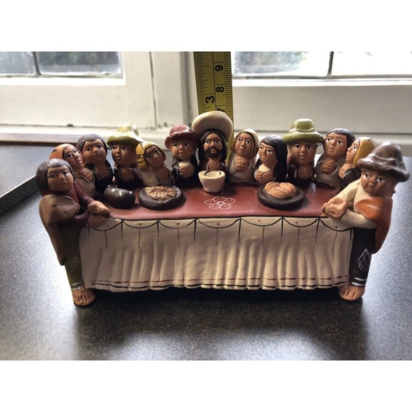 Last Supper Apostles Jesus Pottery Peruvian Religious FolkArt Figure DecorEaster - Picture 9 of 11